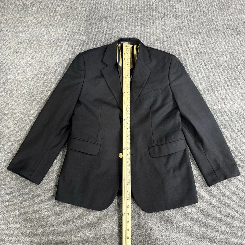 Nautica Mens Black Blazer Sport Coat Gold Button Striped Lining Classic Jacket